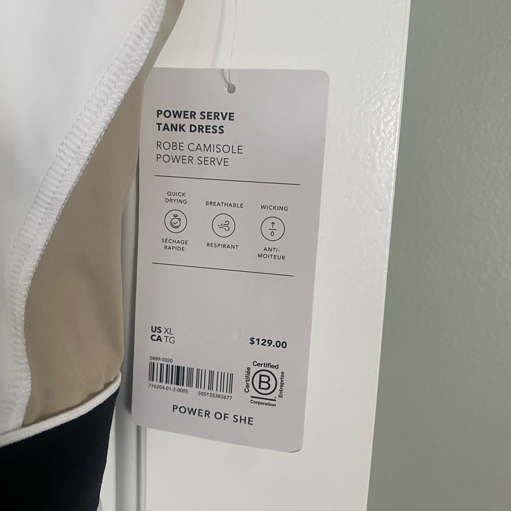 NWT Athleta White Tennis Dress with Black Waistband - Picture 4 of 5